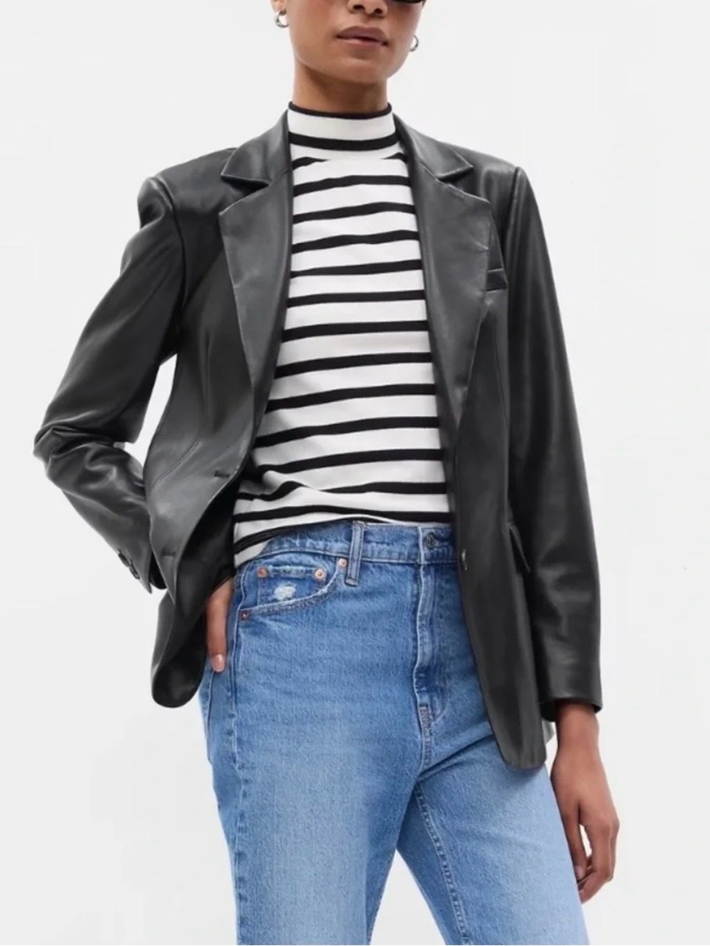 Gap Black Vegan Leather Blazer Size XL New Without Tags